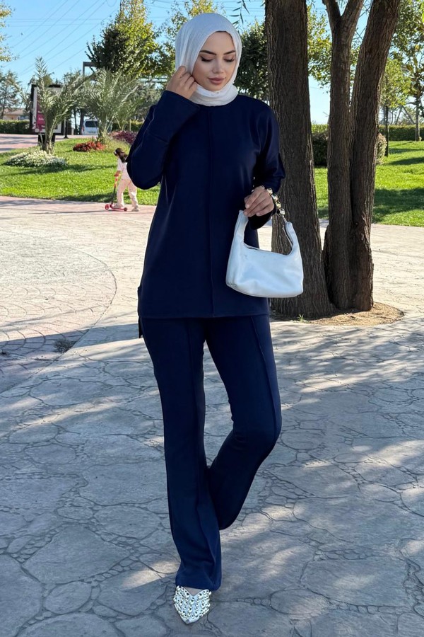 Dikiş Detaylı İkili Takım Z5689 Lacivert