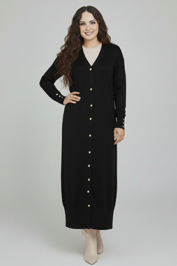 Merserize Uzun Hırka N3250 Siyah