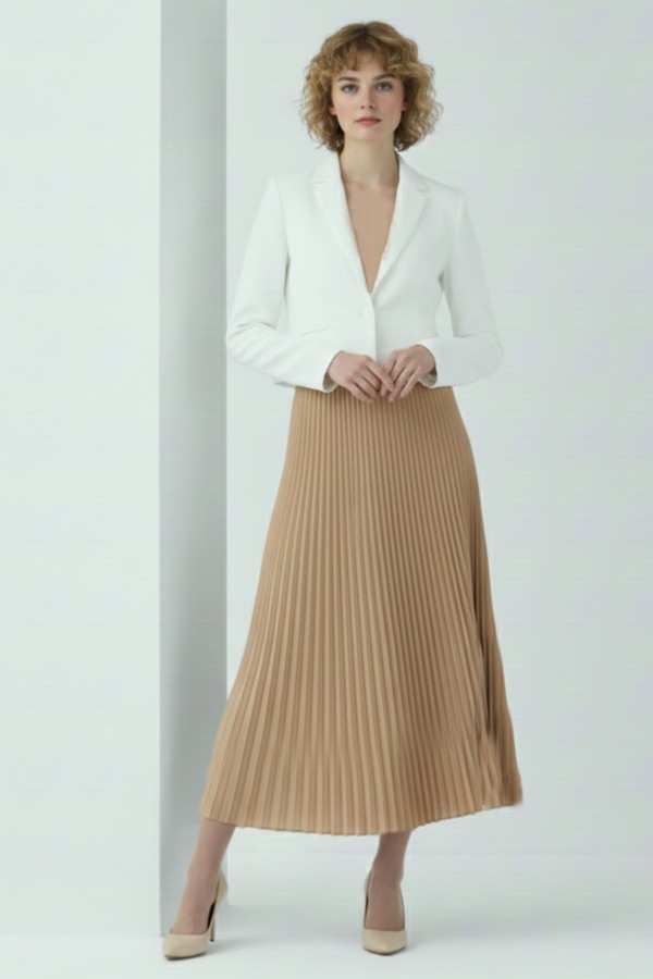 Piliseli Etek 4560 Sütlü Kahve