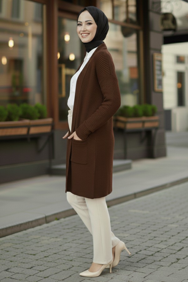 Cepli Triko Hırka R4442 Kahverengi