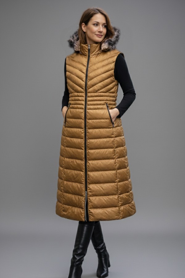 Uzun Şişme Yelek K9184 Taba Uzun Şişme Yelek K9184 Taba