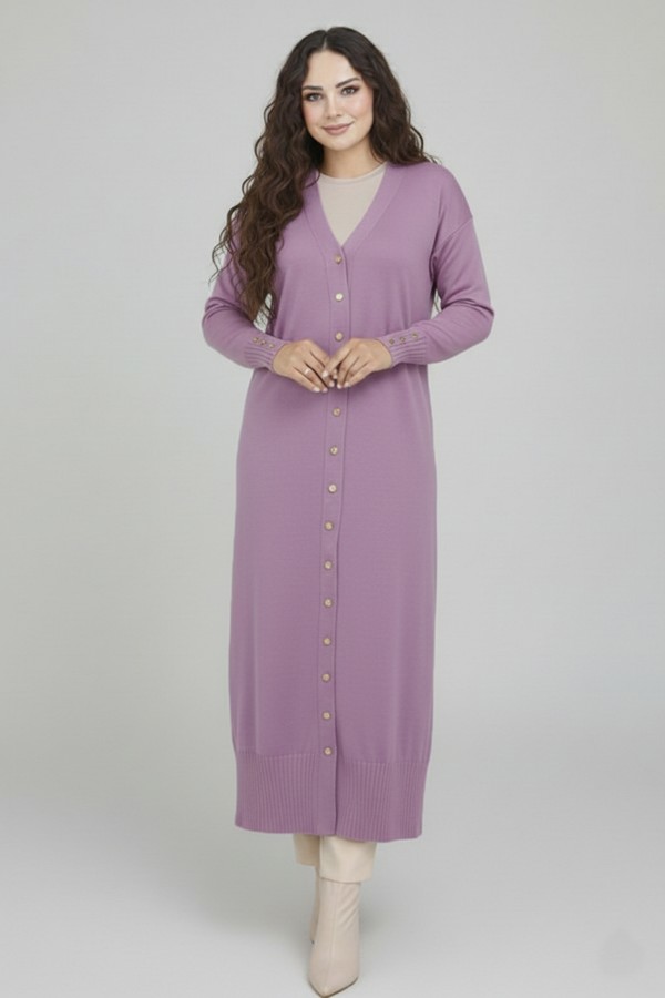 Merserize Uzun Hırka N3250 Lila