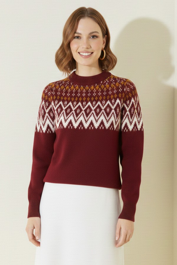Jakarlı Triko R4509 Bordo