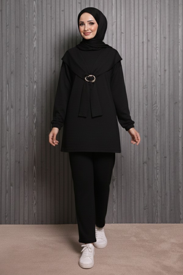 Toka Detaylı Oyisho İkili Takım N5424 Siyah