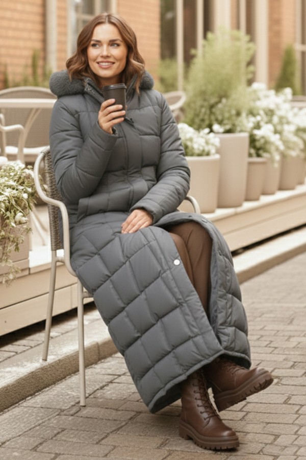 Kapüşonlu Kapitone Mont O2005 Gri