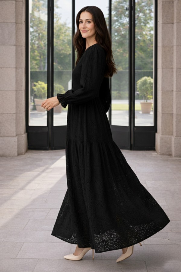 Fisto Düğme Detaylı Elbise A1431 Siyah Fisto Düğme Detaylı Elbise A1431 Siyah