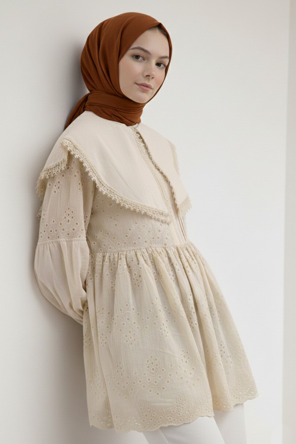 Bebe Yaka Fisto Tunik A1420 Krem