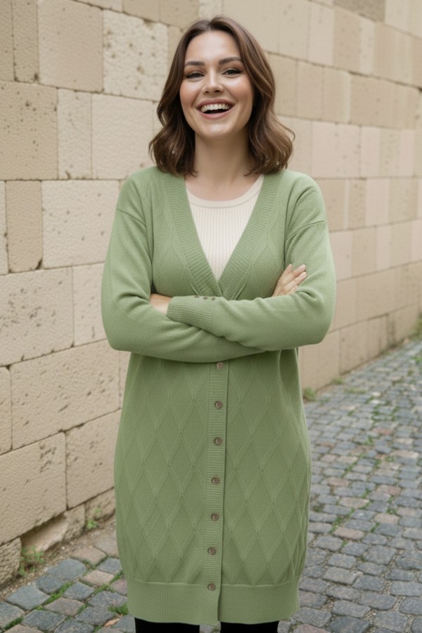 Desenli Hırka N3290 Çağla