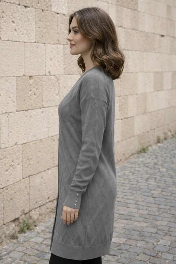 Desenli Hırka N3290 Gri Desenli Hırka N3290 Gri