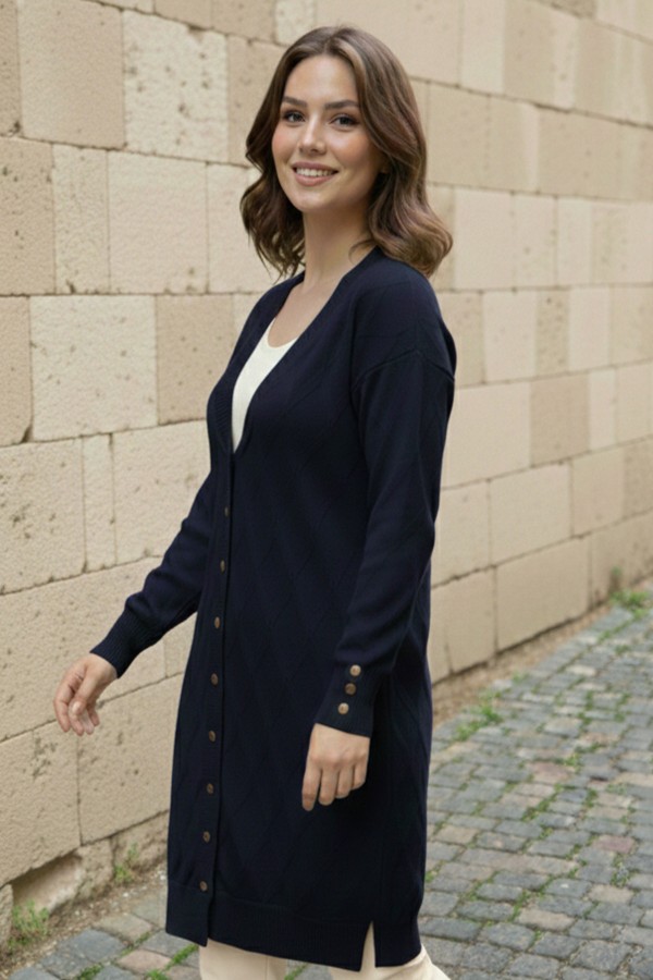 Desenli Hırka N3290 Lacivert