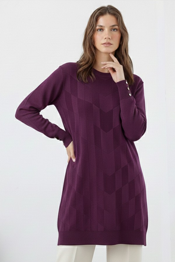 Desenli Tunik N3293 Bordo Desenli Tunik N3293 Bordo