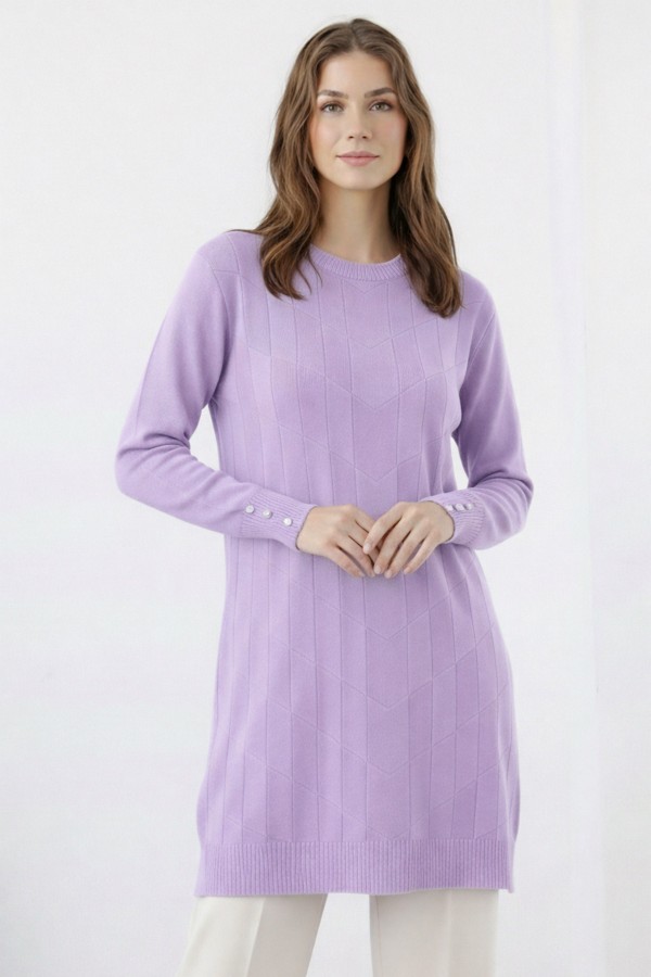 Desenli Tunik N3293 Lila