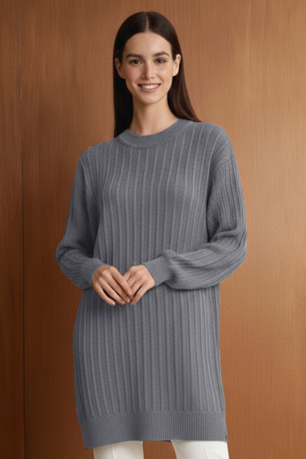 Desenli Tunik N3185 Gri Desenli Tunik N3185 Gri