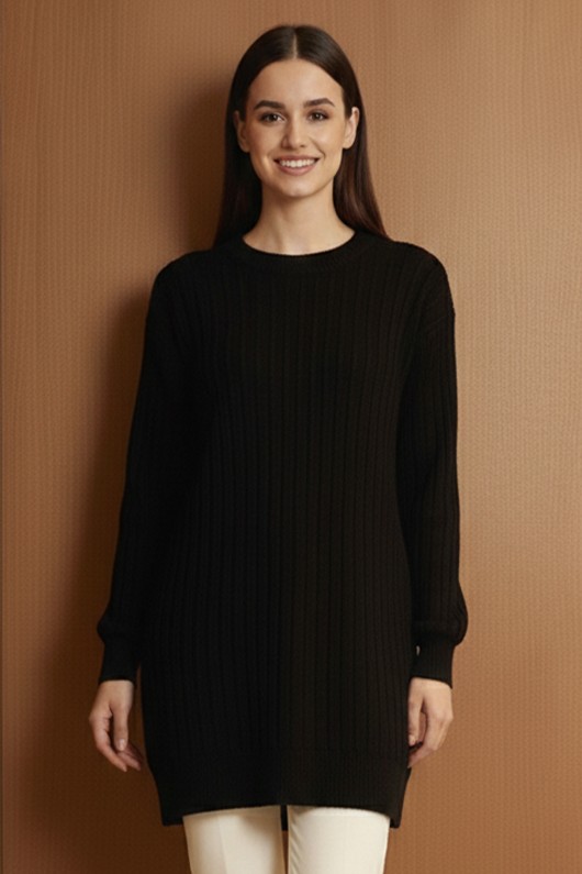 Desenli Tunik N3185 Siyah