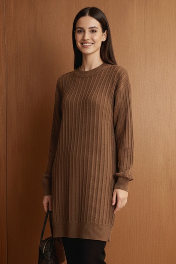 Desenli Tunik N3185 Vizon Desenli Tunik N3185 Vizon