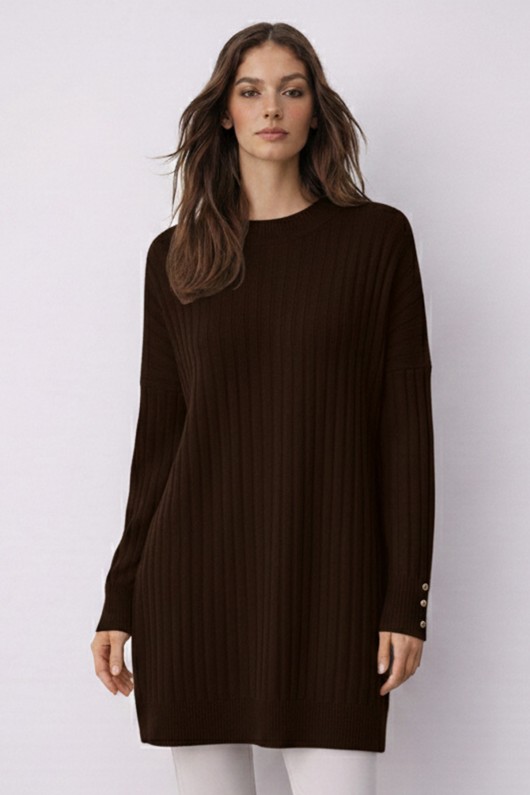 Desenli Tunik N3170 Kahverengi