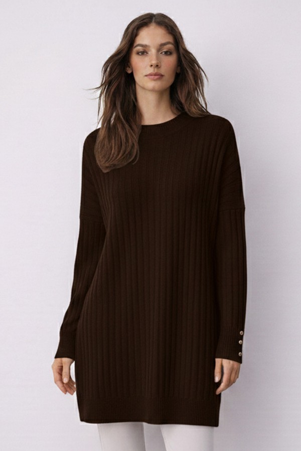 Desenli Tunik N3170 Kahverengi Desenli Tunik N3170 Kahverengi