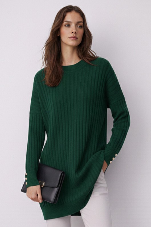 Desenli Tunik N3170 Zümrüt Yeşili