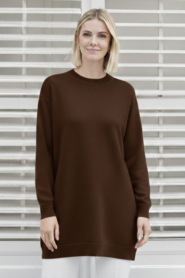Tesettür Tunik N3177 Kahverengi