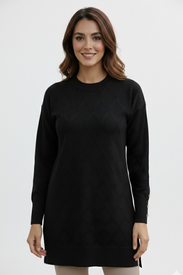 Desenli Tunik N3288 Siyah Desenli Tunik N3288 Siyah