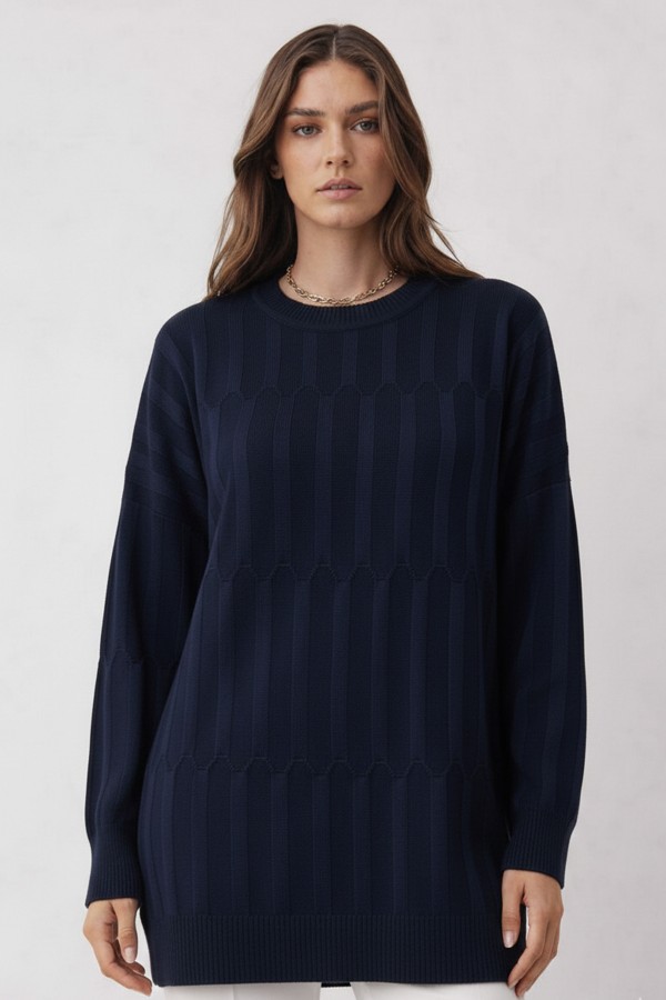 Desenli Tunik N3174 Lacivert