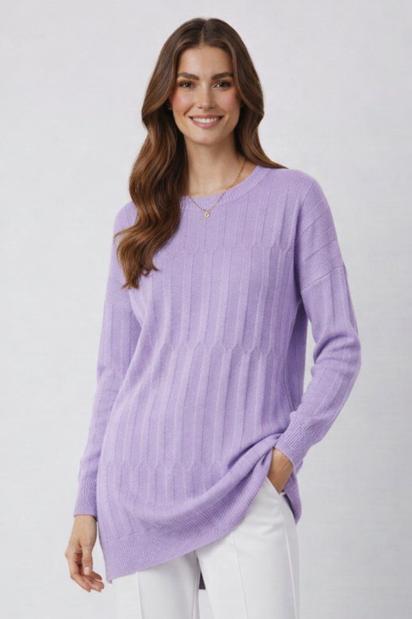 Desenli Tunik N3174 Lila