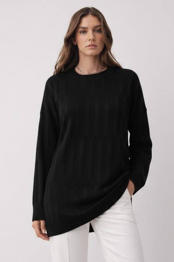 Desenli Tunik N3174 Siyah