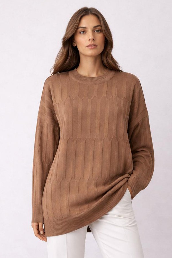Desenli Tunik N3174 Vizon