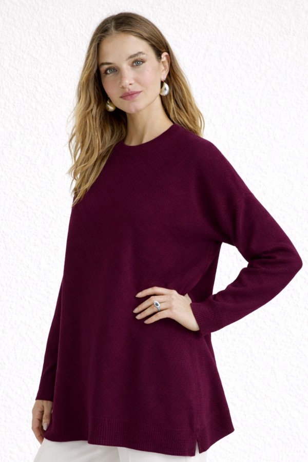 Desenli Tesettür Tunik N3192 Mürdüm