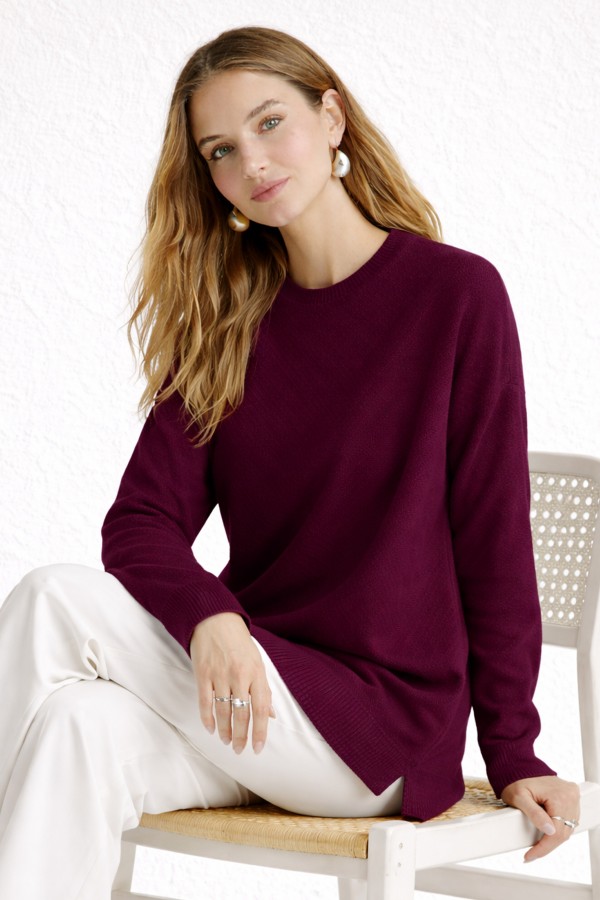 Desenli Tesettür Tunik N3192 Mürdüm Desenli Tesettür Tunik N3192 Mürdüm