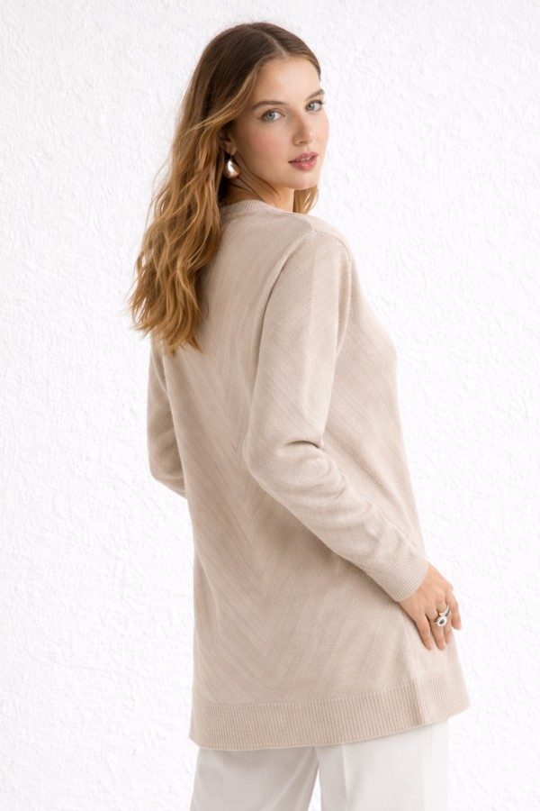 Desenli Tesettür Tunik N3192 Taş Rengi Desenli Tesettür Tunik N3192 Taş Rengi