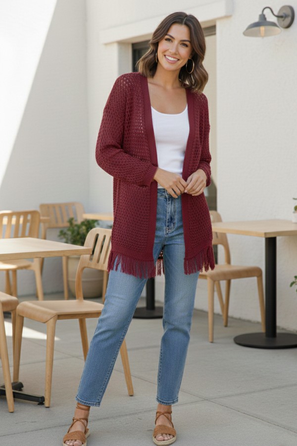 Yazlık Pamuk Hırka R4524 Bordo