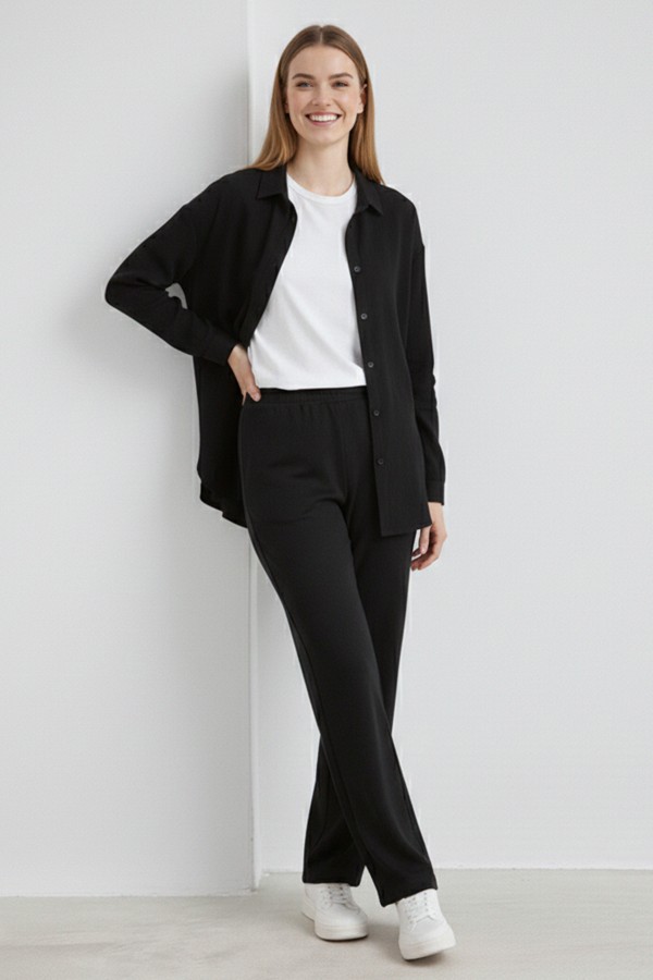 Keten İkili Takım B6710 Siyah Keten İkili Takım B6710 Siyah