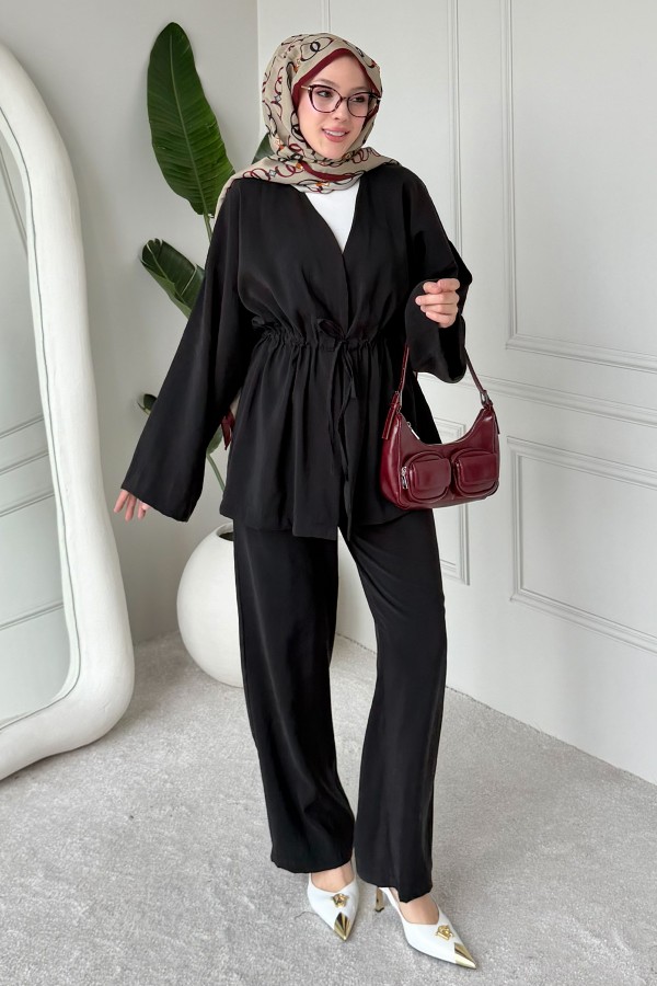 Bağlamalı İkili Takım M3005 Siyah Bağlamalı İkili Takım M3005 Siyah