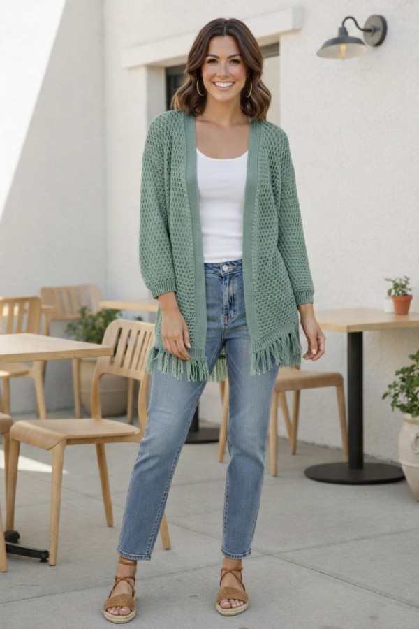 Yazlık Pamuk Hırka R4524 Çağla