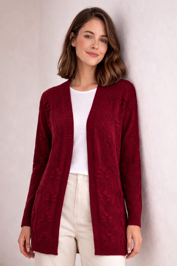 Yazlık Pamuk Hırka R4551 Bordo