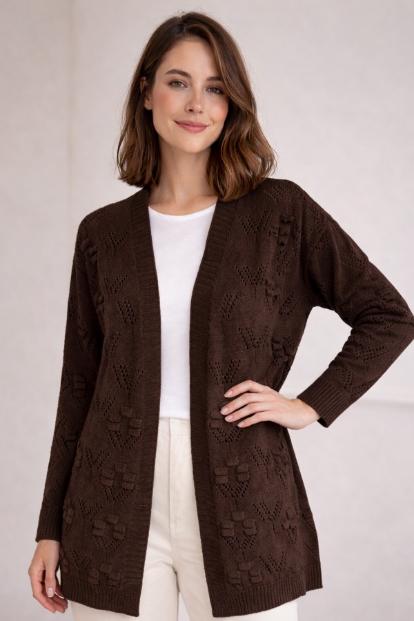 Yazlık Pamuk Hırka R4551 Kahverengi Yazlık Pamuk Hırka R4551 Kahverengi