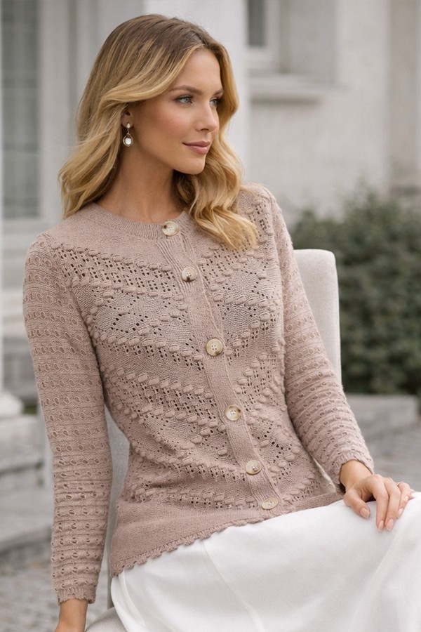 Yazlık Pamuk Hırka R4542 Bej