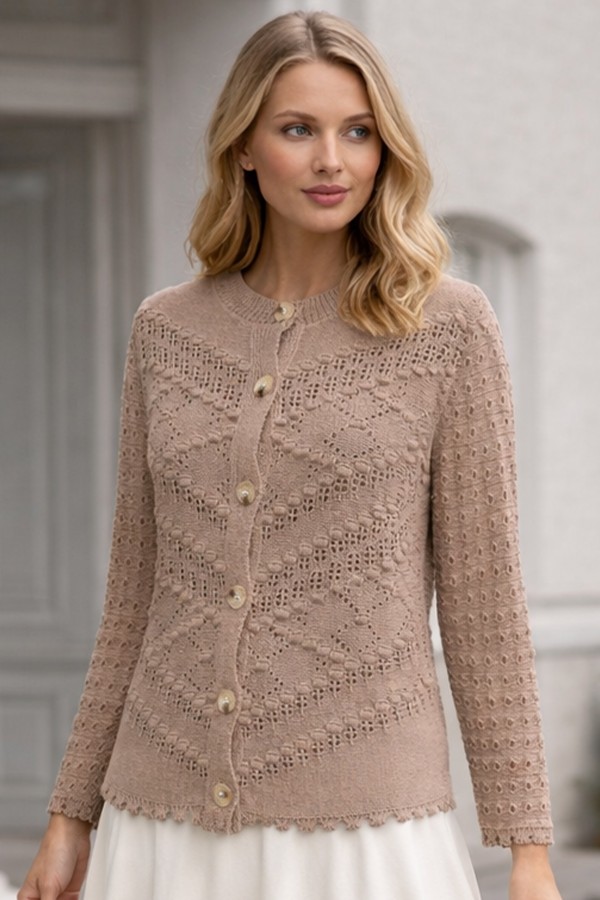 Yazlık Pamuk Hırka R4542 Camel