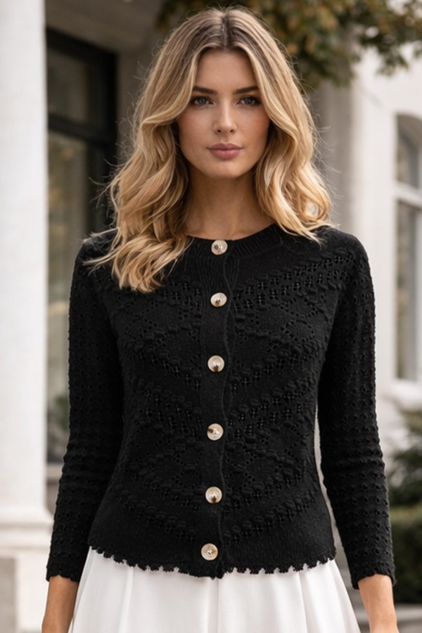 Yazlık Pamuk Hırka R4542 Siyah