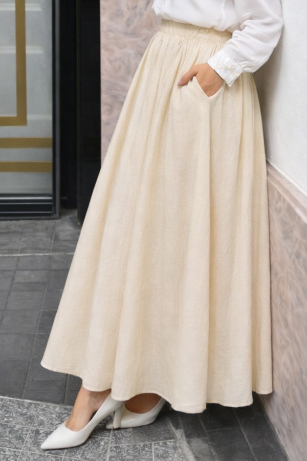 Çilek Etek N217 Taş Rengi Çilek Etek N217 Taş Rengi