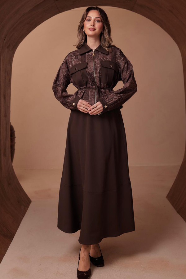 Desenli Ceket Takım N2713 Kahverengi Desenli Ceket Takım N2713 Kahverengi