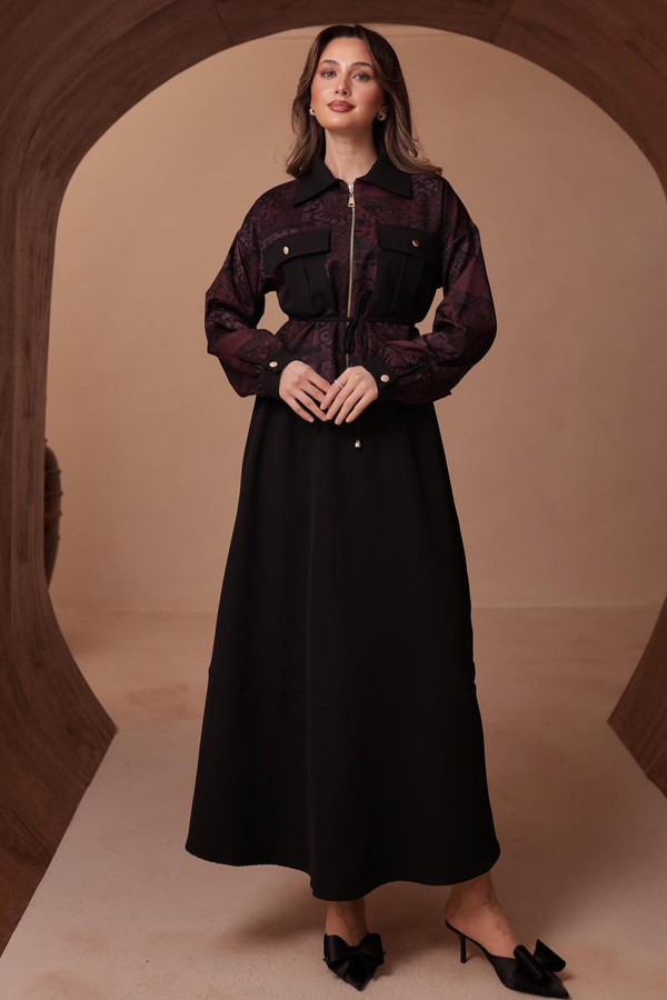 Desenli Ceket Takım N2713 Mürdüm Desenli Ceket Takım N2713 Mürdüm