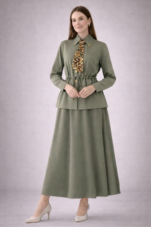 Fularlı İkili Takım N7193 Yeşil Fularlı İkili Takım N7193 Yeşil