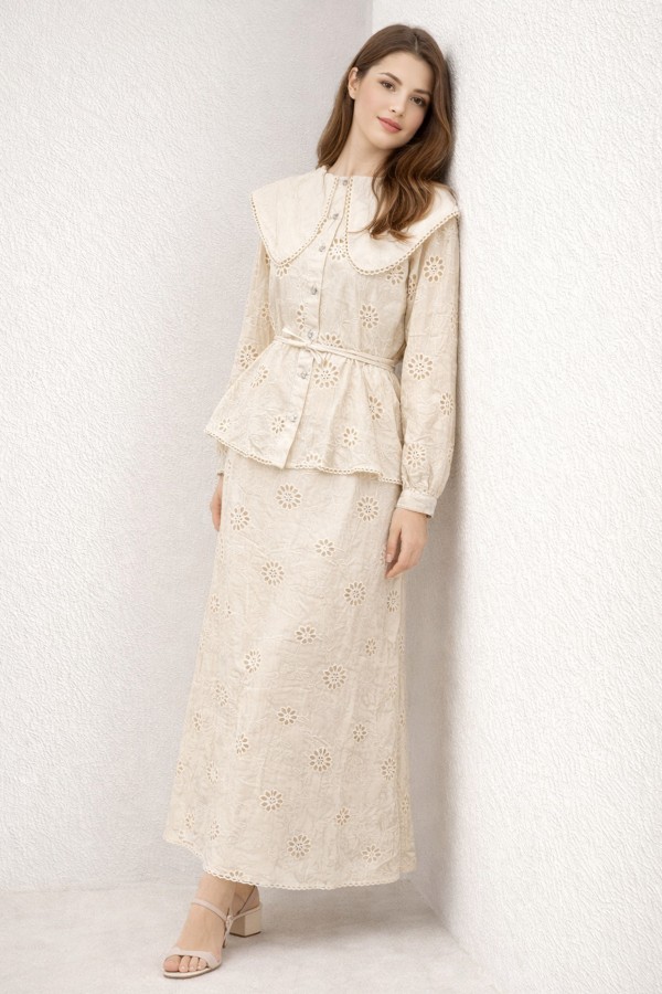 Bebe Yaka Fisto İkili Takım A7008 Krem