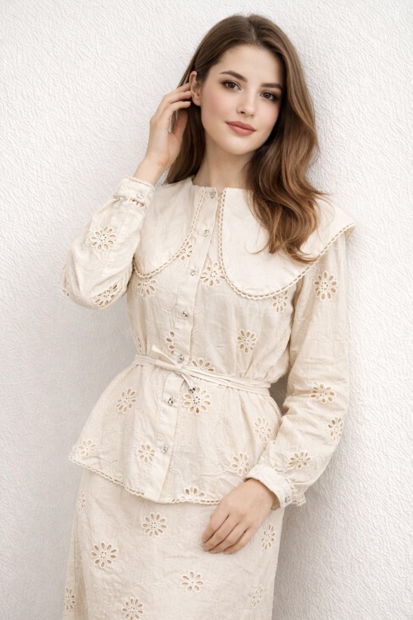 Bebe Yaka Fisto İkili Takım A7008 Krem