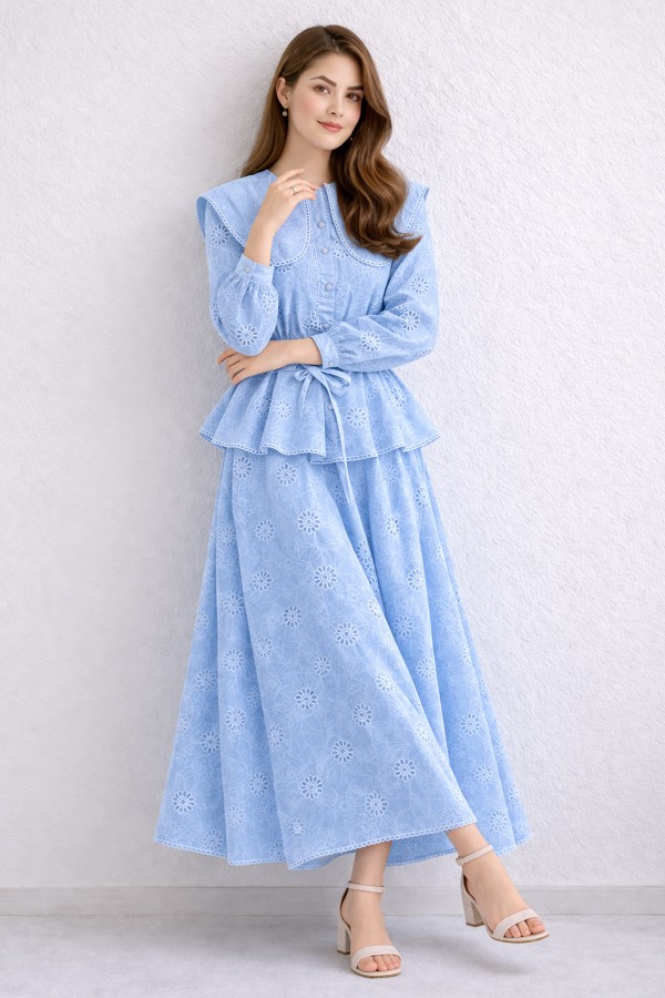 Bebe Yaka Fisto İkili Takım A7008 Mavi