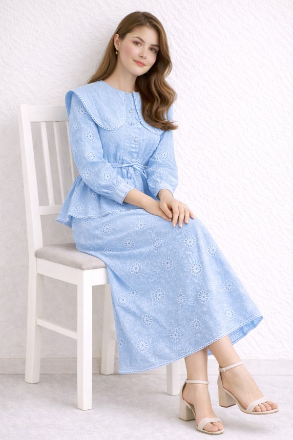 Bebe Yaka Fisto İkili Takım A7008 Mavi