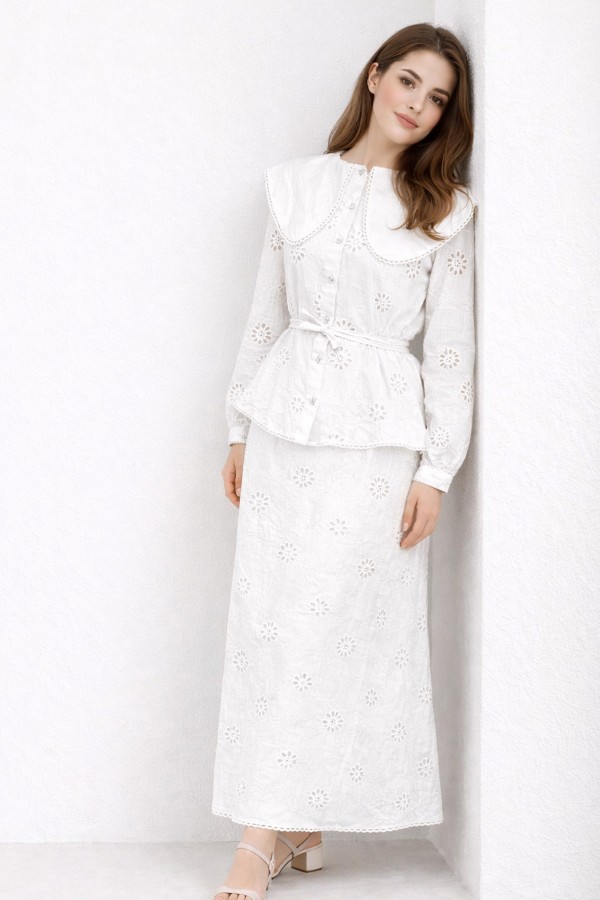 Bebe Yaka Fisto İkili Takım A7008 Beyaz