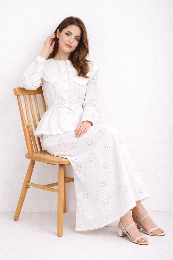 Bebe Yaka Fisto İkili Takım A7008 Beyaz